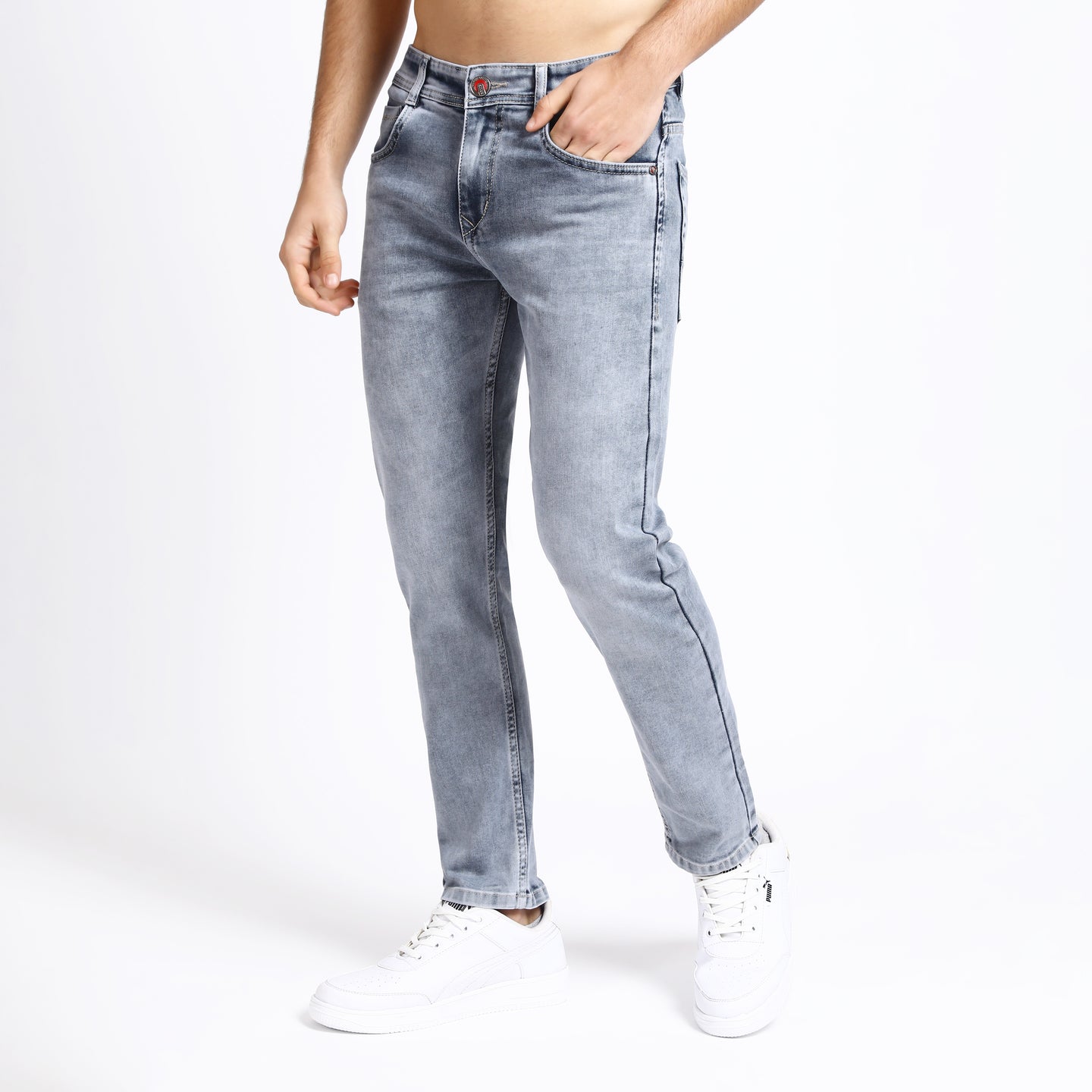 LIGHT GREY ANKLE FIT JEANS TEDDY 4769-2